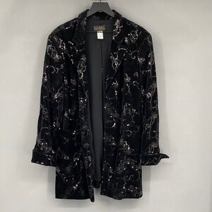 Vintage Isabel Women’s Black Velvet Sequin Embroidered Jacket Size XL Whimsygoth